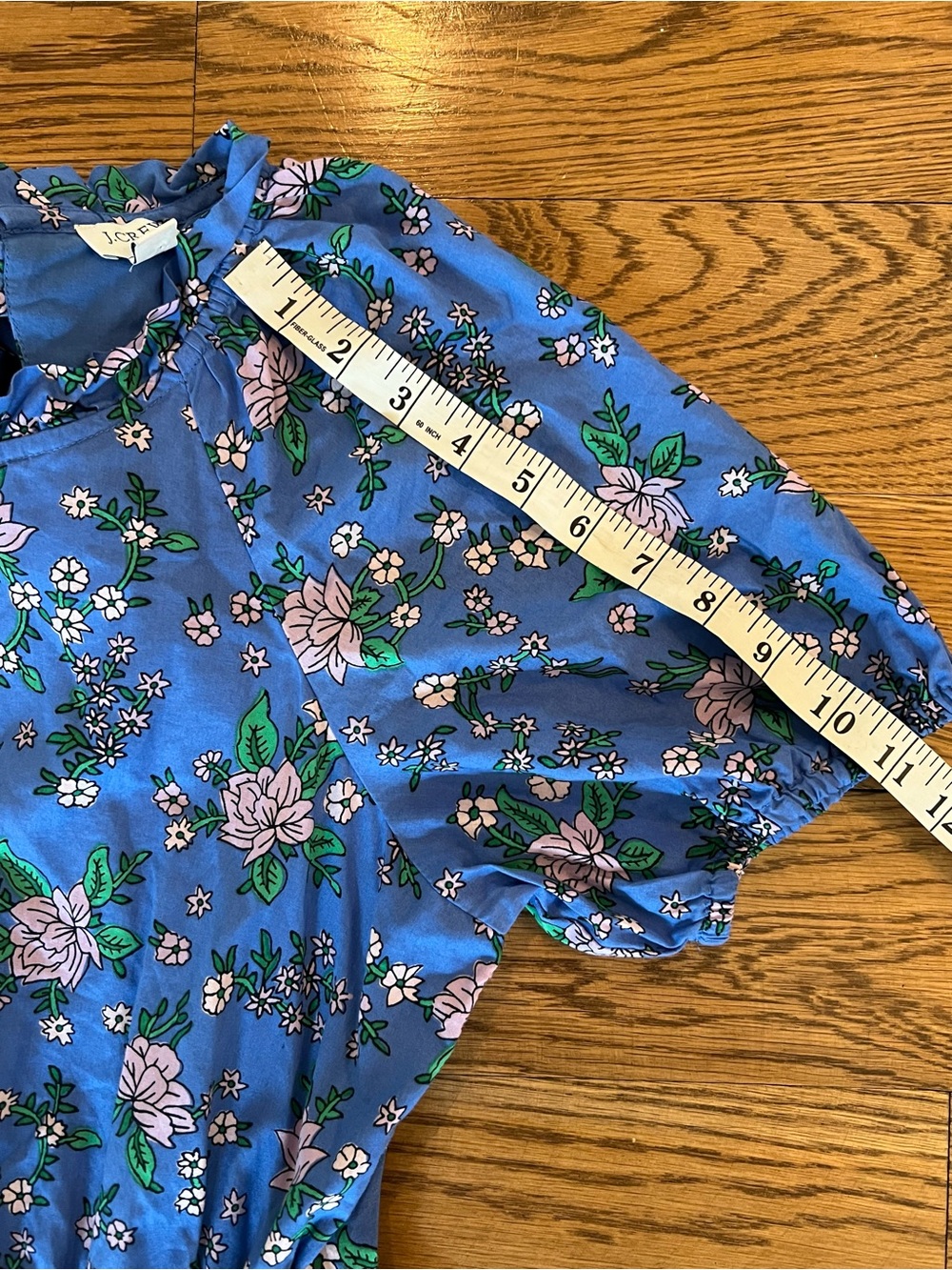 J. Crew Blue Floral Mini Dress with Puff Sleeves, Smocked & Tie Back 100% Cotton - Picture 10 of 10